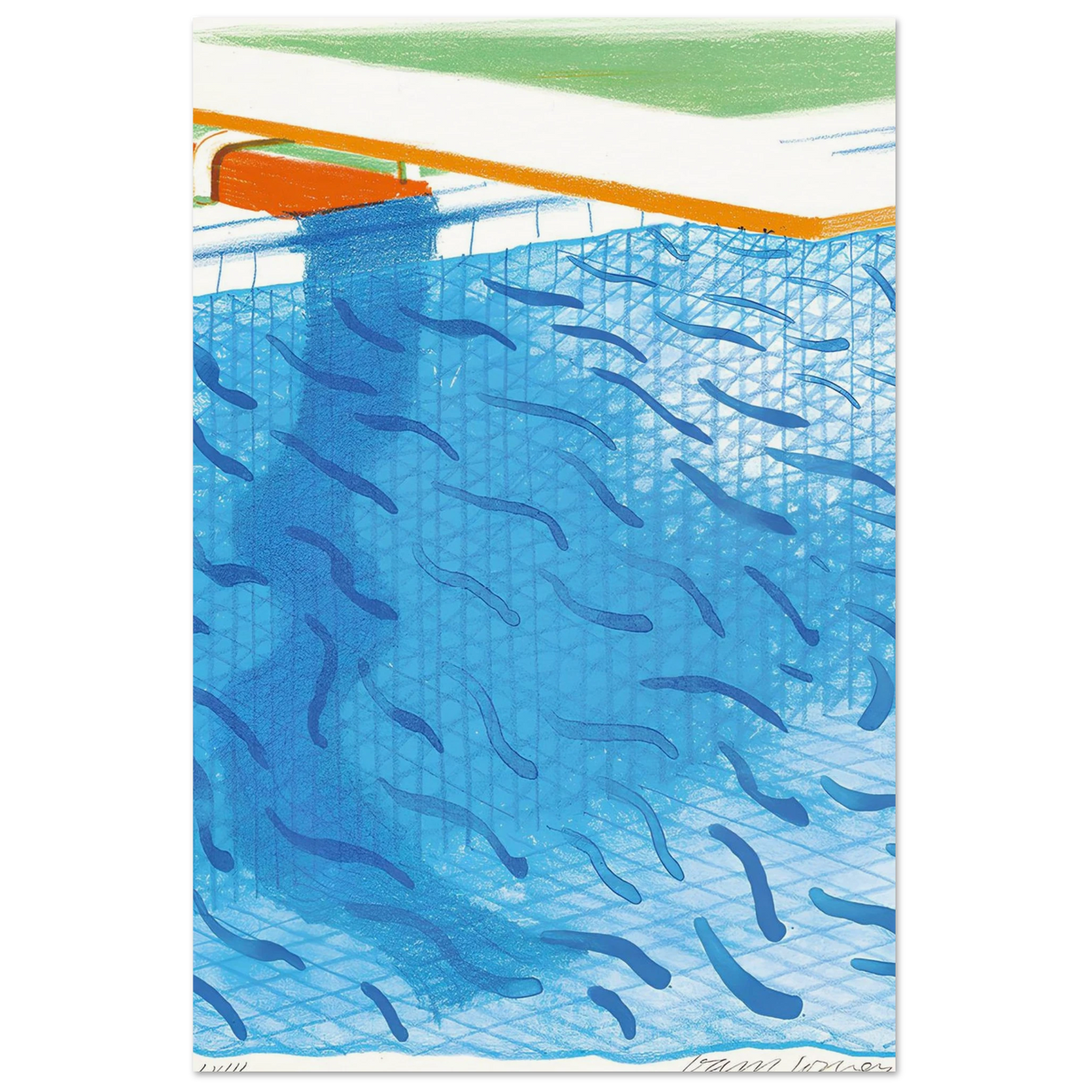 David Hockney Pool Made With Paper And Blue Ink For Book poster
