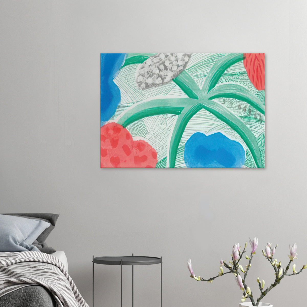 David Hockney canvas print of Landscape With A Plant, July 1986, associated with Hockney's experiments using colour-copy technology.