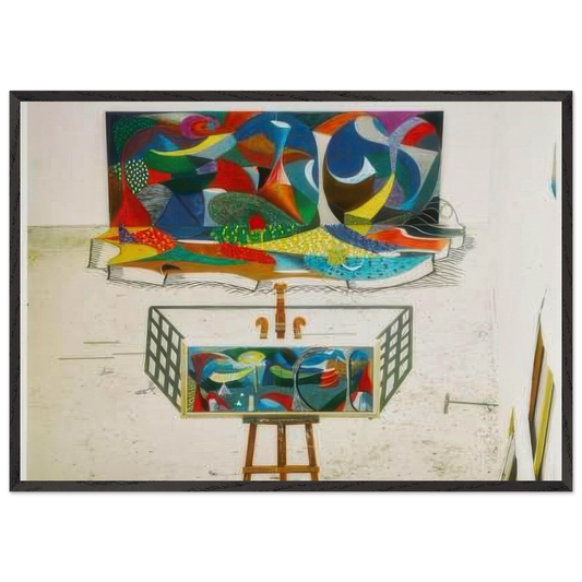 The Studio, March 28th 1985 by David Hockney 70x100 cm / 28x40″ inches Framed Art Print – Black Wooden Frame