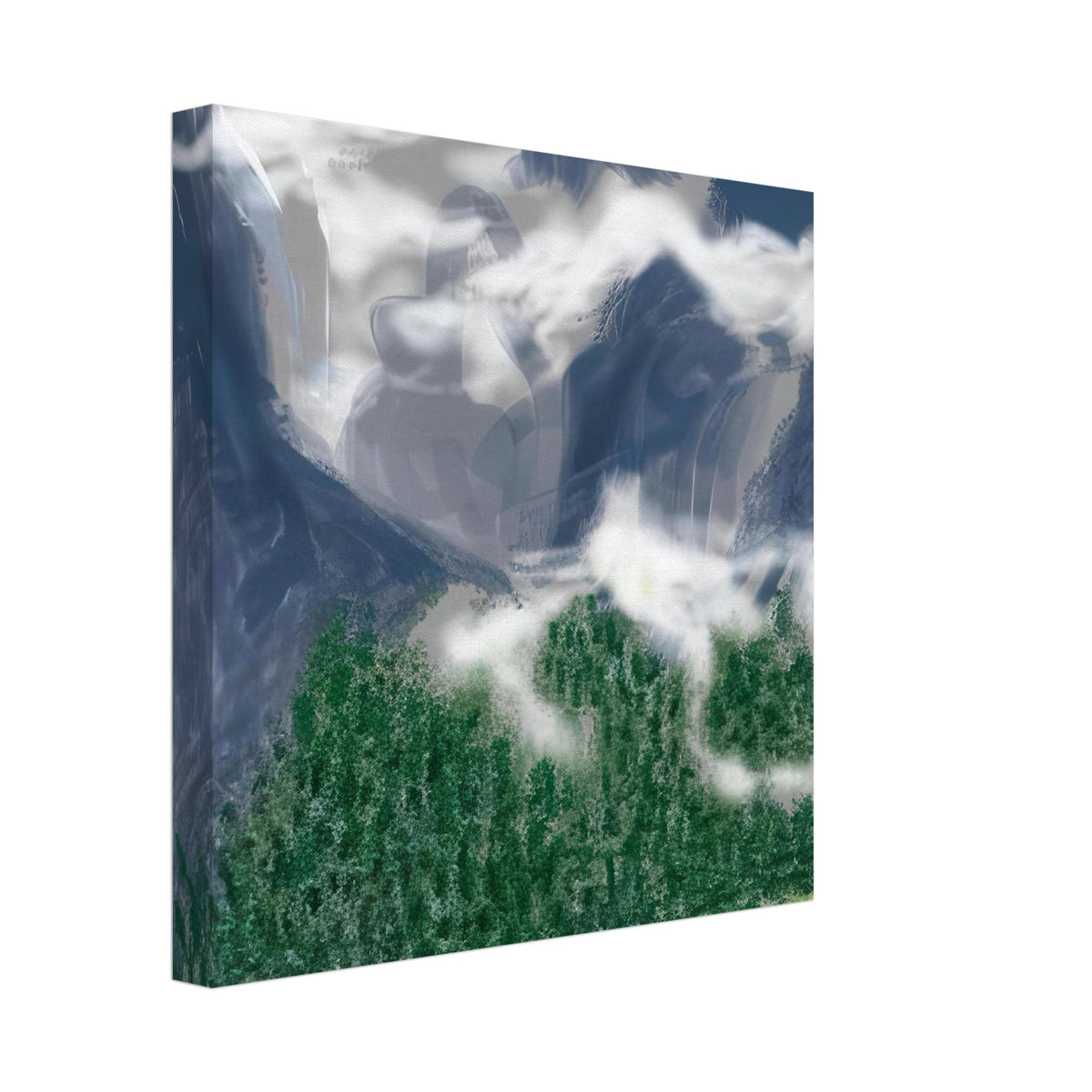 David Hockney, The Yosemite Suite, Yosemite mountains and lush green forests, canvas print, 27 × 35 cm (11 × 14 in)