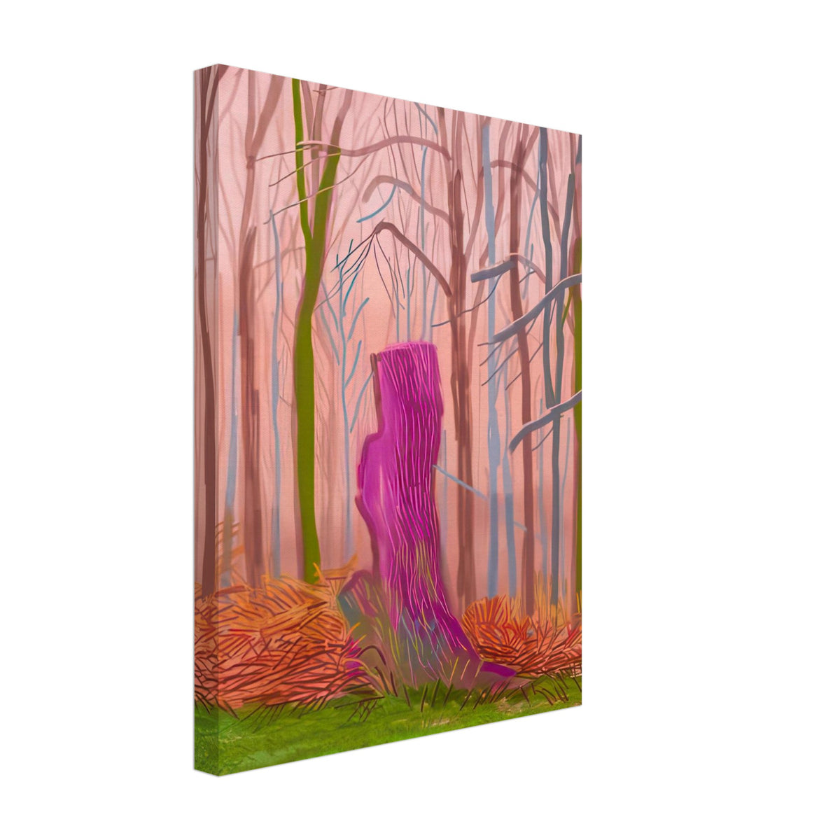 David Hockney, The Arrival of Spring (15 March), woodland path and budding trees, canvas print, 40 × 40 cm (16 × 16 in)