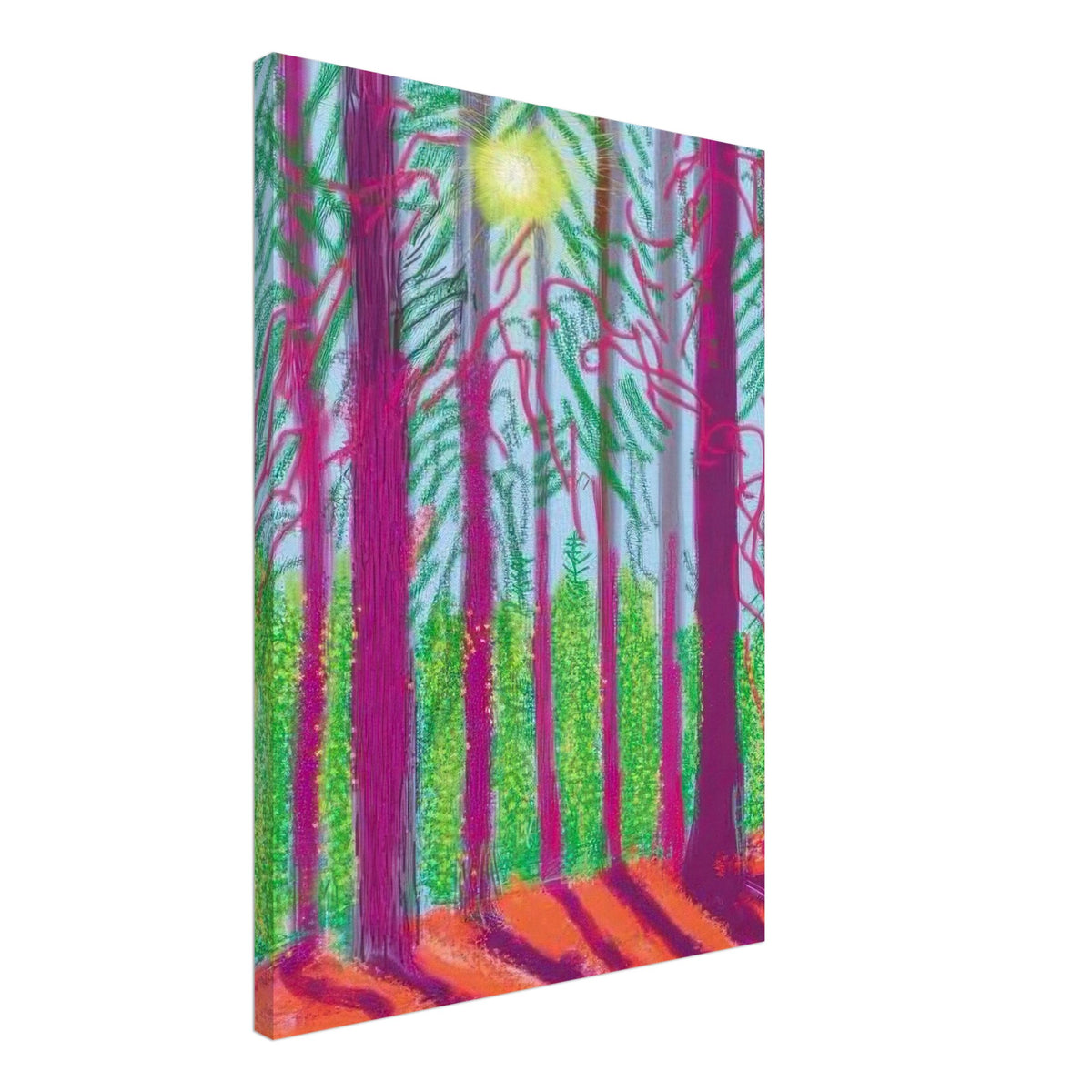 David Hockney, The Yosemite Suite, Yosemite mountains and lush green forests, canvas print, 60 × 80 cm (24 × 32 in)