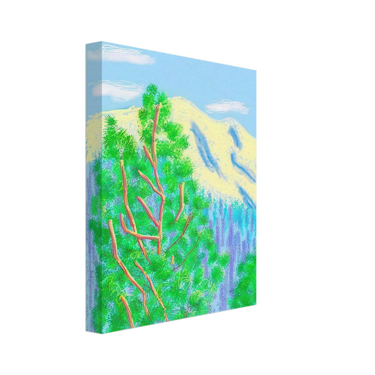 David Hockney, The Yosemite Suite, Yosemite mountains and lush green forests, canvas print, 60 × 60 cm (24 × 24 in)