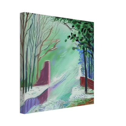 The Arrival of Spring in Woldgate, 15 March — David Hockney canvas print of a woodland path, 60 × 90 cm (24 × 36 in).