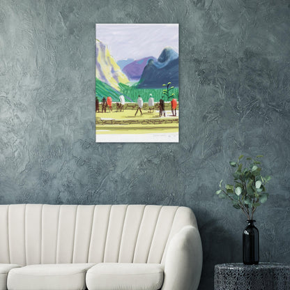 David Hockney, The Yosemite Suite 15, mountains and lush green forest, canvas print