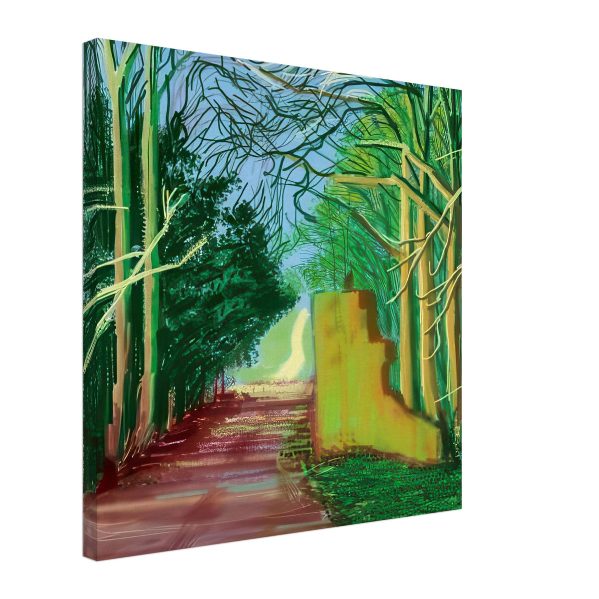 David Hockney, The Arrival of Spring (15 March), woodland path and budding trees, canvas print, 60 × 75 cm (24 × 30 in)