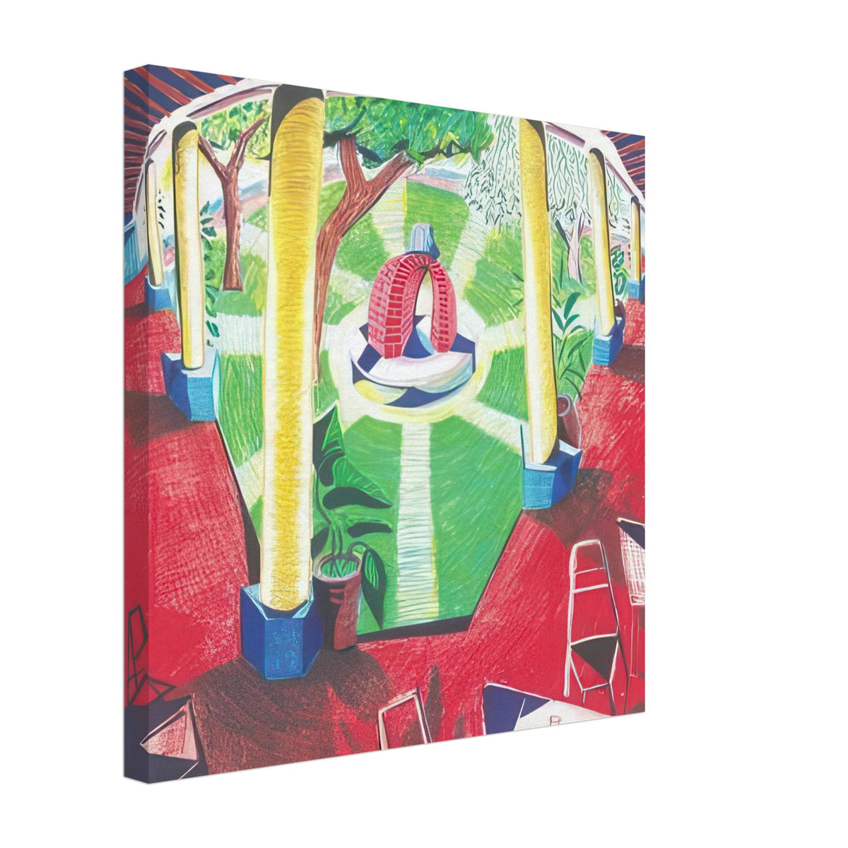 David Hockney, Hotel Acatlán Courtyard, canvas print, 60 × 90 cm (24 × 36 in)