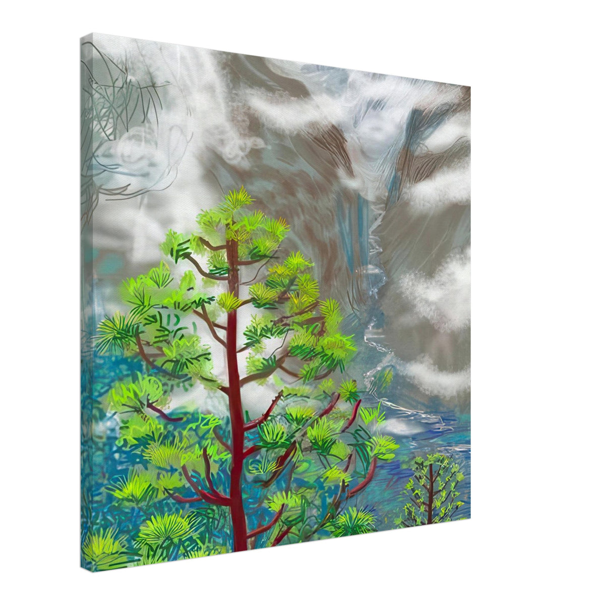 David Hockney, The Yosemite Suite, Yosemite mountains and lush green forests, canvas print, 60 × 90 cm (24 × 36 in)