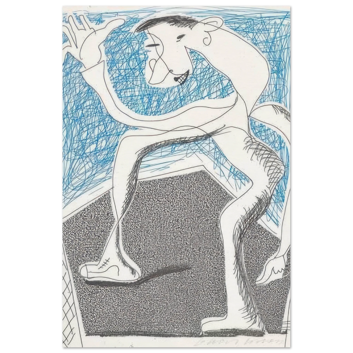 Waving - Signed Print by David Hockney Poster-89e4-4a11-8c72-8820a883a675