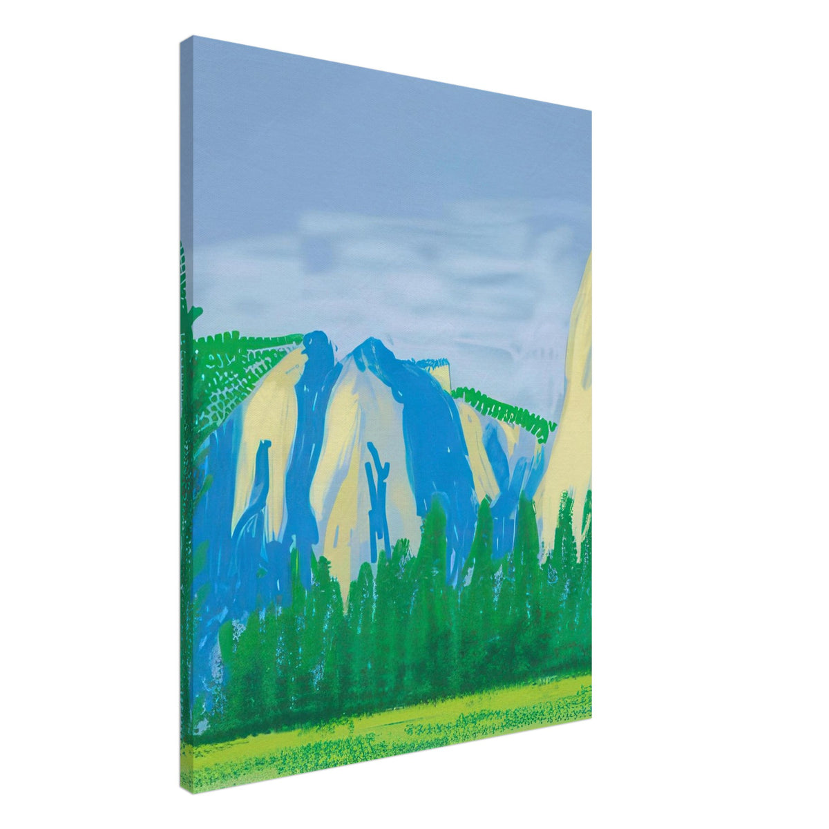 David Hockney, The Yosemite Suite, Yosemite mountains and lush green forests, canvas print, 50 × 70 cm (20 × 28 in)