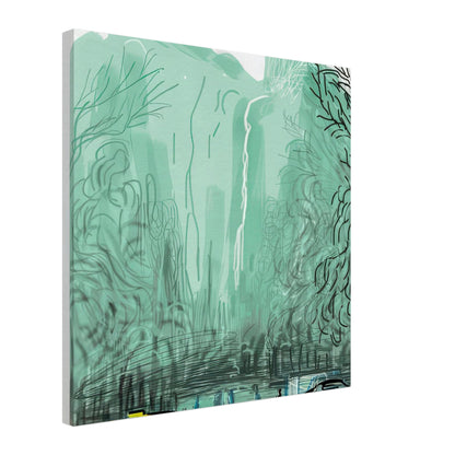 David Hockney, The Yosemite Suite, Yosemite mountains and lush green forests, canvas print, 50 × 50 cm (20 × 20 in)