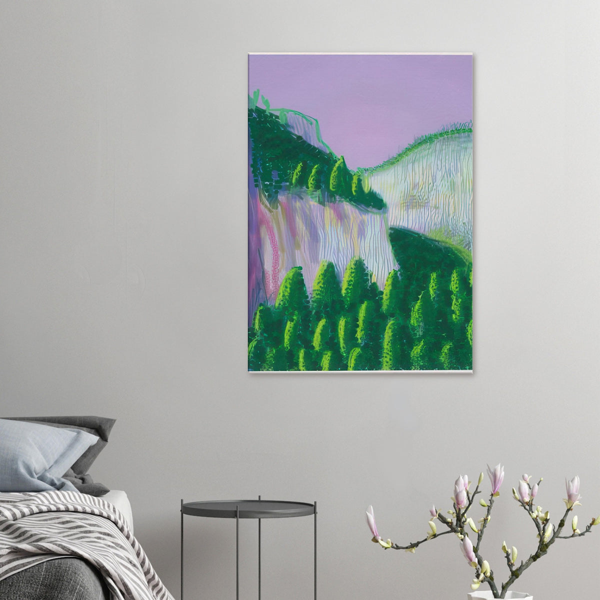 David Hockney, The Yosemite Suite, Yosemite mountains and lush green forests, canvas print