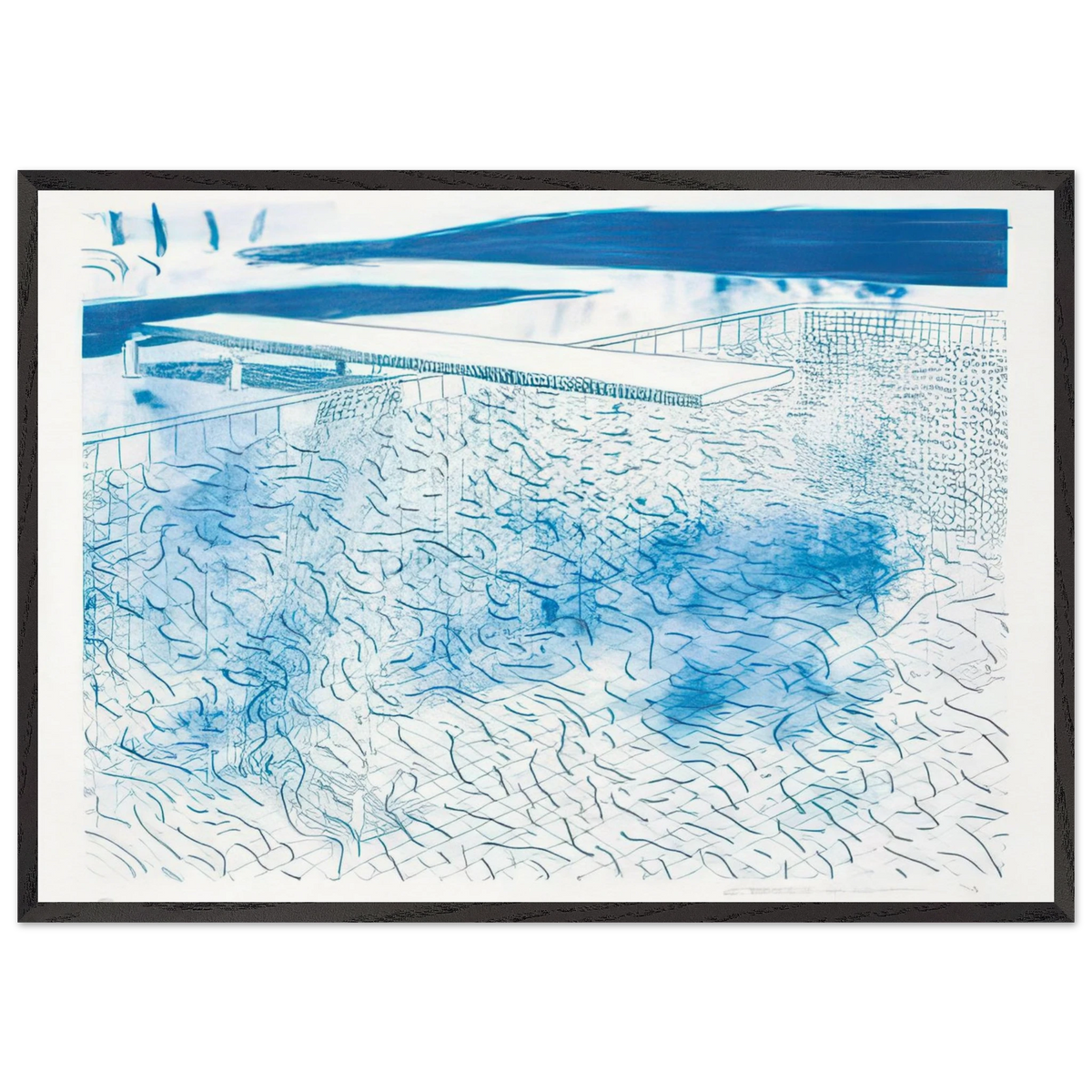 Lithograph Of Water Made Of Lines - Signed Print by David Hockney