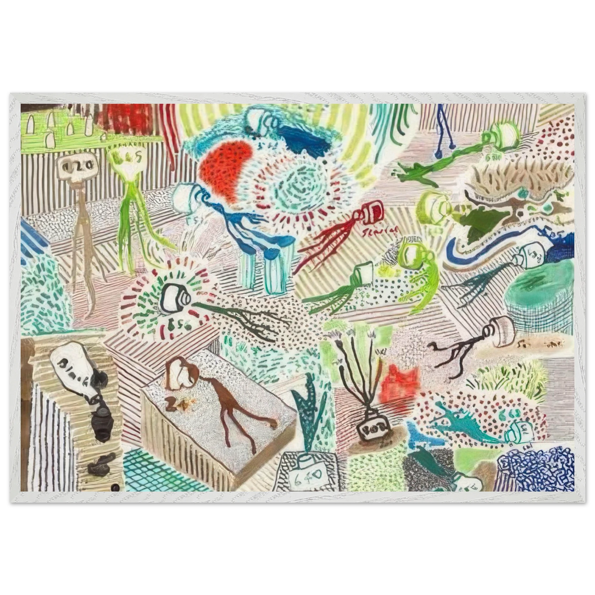 Spilt Ink by David Hockney 70x100 cm / 28x40″ inches Framed Art Print – Black Wooden Frame