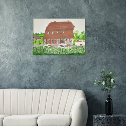 In Front Of House Looking South by David Hockney, canvas print showing Normandy country house, garden and lush greenery.