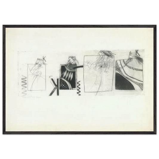 Three Kings And A Queen by David Hockney 70x100 cm / 28x40″ inches Framed Art Print – Black Wooden Frame