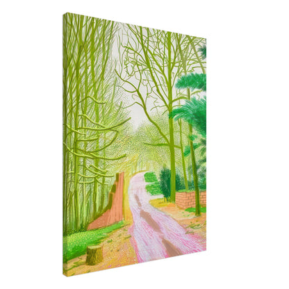 David Hockney, The Arrival of Spring (15 March), woodland path and budding trees, canvas print, 70 × 100 cm (28 × 40 in)