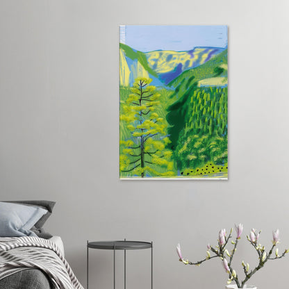 David Hockney, The Yosemite Suite, Yosemite mountains and lush green forests, canvas print