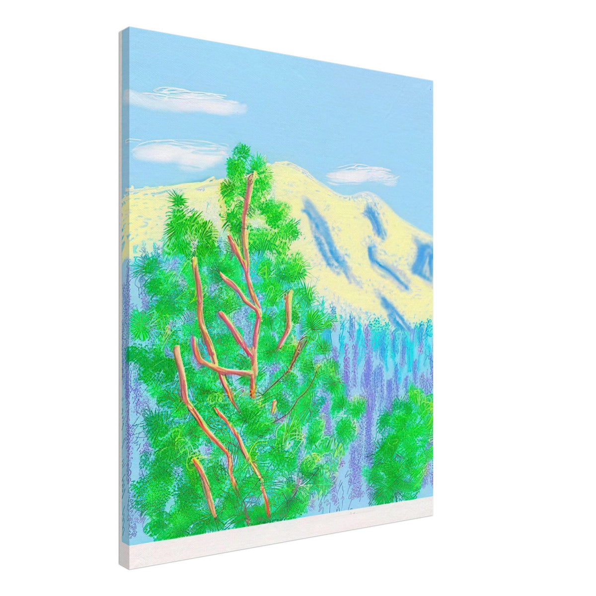 David Hockney, The Yosemite Suite, Yosemite mountains and lush green forests, canvas print, 30 × 40 cm (12 × 16 in)