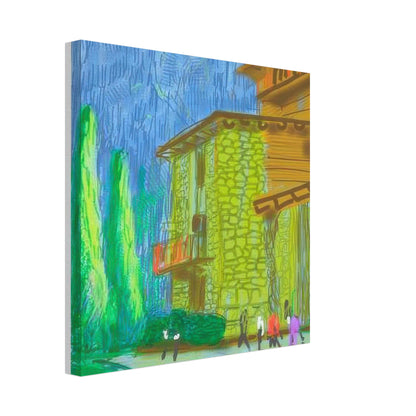 David Hockney, The Yosemite Suite, Yosemite mountains and lush green forests, canvas print, 40 × 40 cm (16 × 16 in)