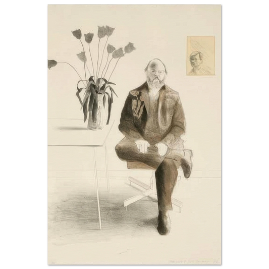 Henry Seated With Tulips by David Hockney Poster