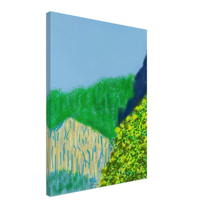 David Hockney, The Yosemite Suite, Yosemite mountains and lush green forests, canvas print, 50 × 50 cm (20 × 20 in)