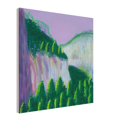 David Hockney, The Yosemite Suite, Yosemite mountains and lush green forests, canvas print, 40 × 40 cm (16 × 16 in)