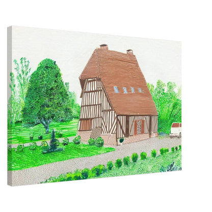 In Front Of House Looking West by David Hockney, canvas print showing Normandy country house, garden and lush greenery, 70 × 100 cm (28 × 40 in).