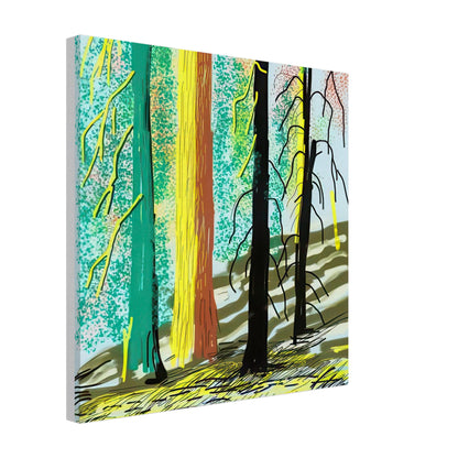 David Hockney, The Yosemite Suite, Yosemite mountains and lush green forests, canvas print, 30 × 30 cm (12 × 12 in)