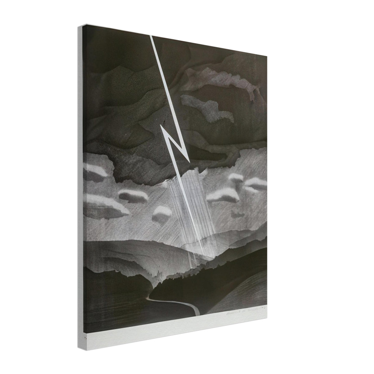 David Hockney, Lightning, monochrome valley beneath a thunderstorm, canvas print, 30 × 40 cm (12 × 16 in)