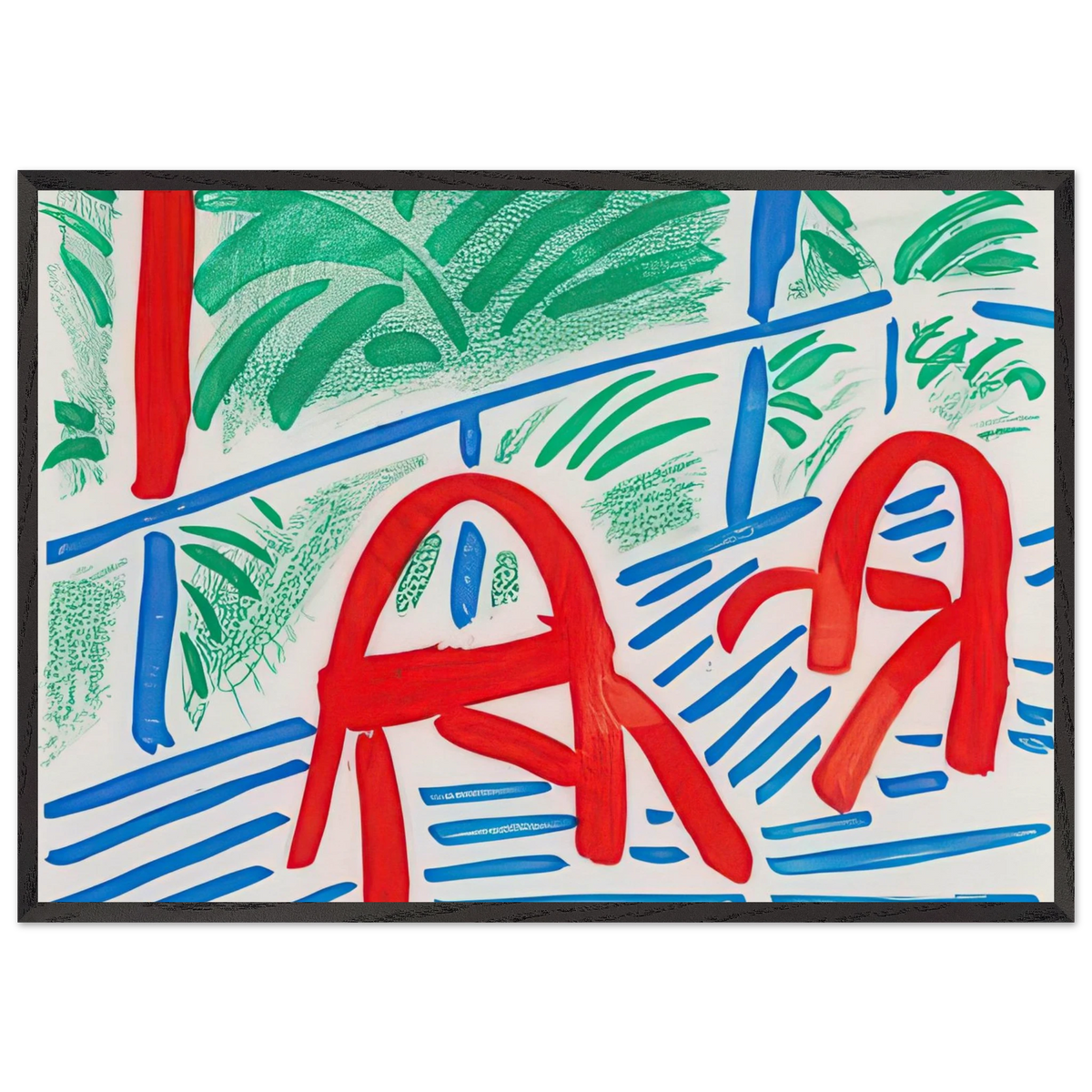 Two Red Chairs by David Hockney 70x100 cm / 28x40″ inches Framed Art Print – Black Wooden Frame