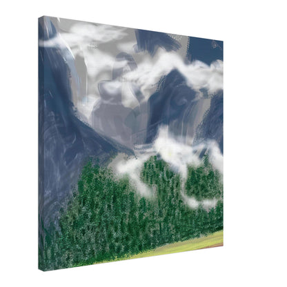 David Hockney, The Yosemite Suite, Yosemite mountains and lush green forests, canvas print, 60 × 60 cm (24 × 24 in)