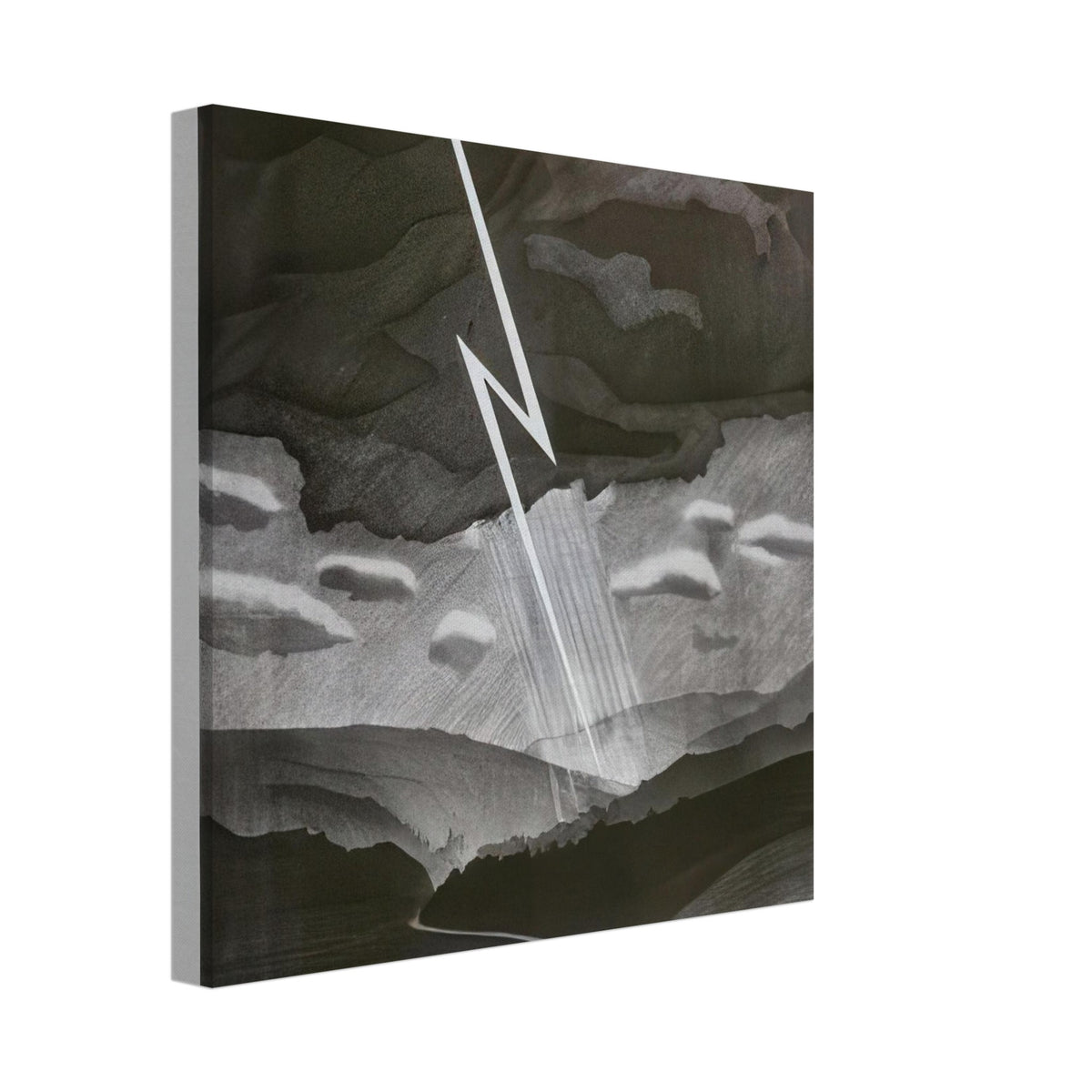 David Hockney, Lightning, monochrome valley beneath a thunderstorm, canvas print, 27 × 35 cm (11 × 14 in)