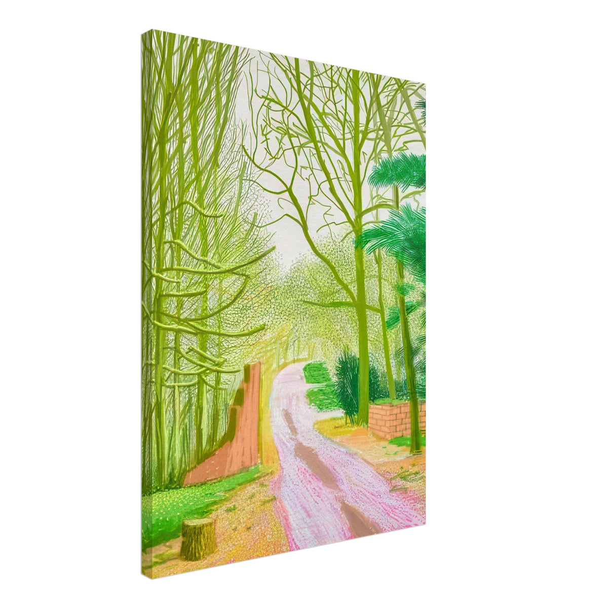 David Hockney, The Arrival of Spring (15 March), woodland path and budding trees, canvas print, 50 × 50 cm (20 × 20 in)