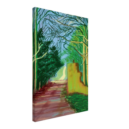 David Hockney, The Arrival of Spring (15 March), woodland path and budding trees, canvas print, 40 × 60 cm (16 × 24 in)