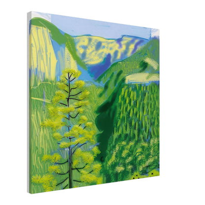 David Hockney, The Yosemite Suite, Yosemite mountains and lush green forests, canvas print, 45 × 60 cm (18 × 24 in)