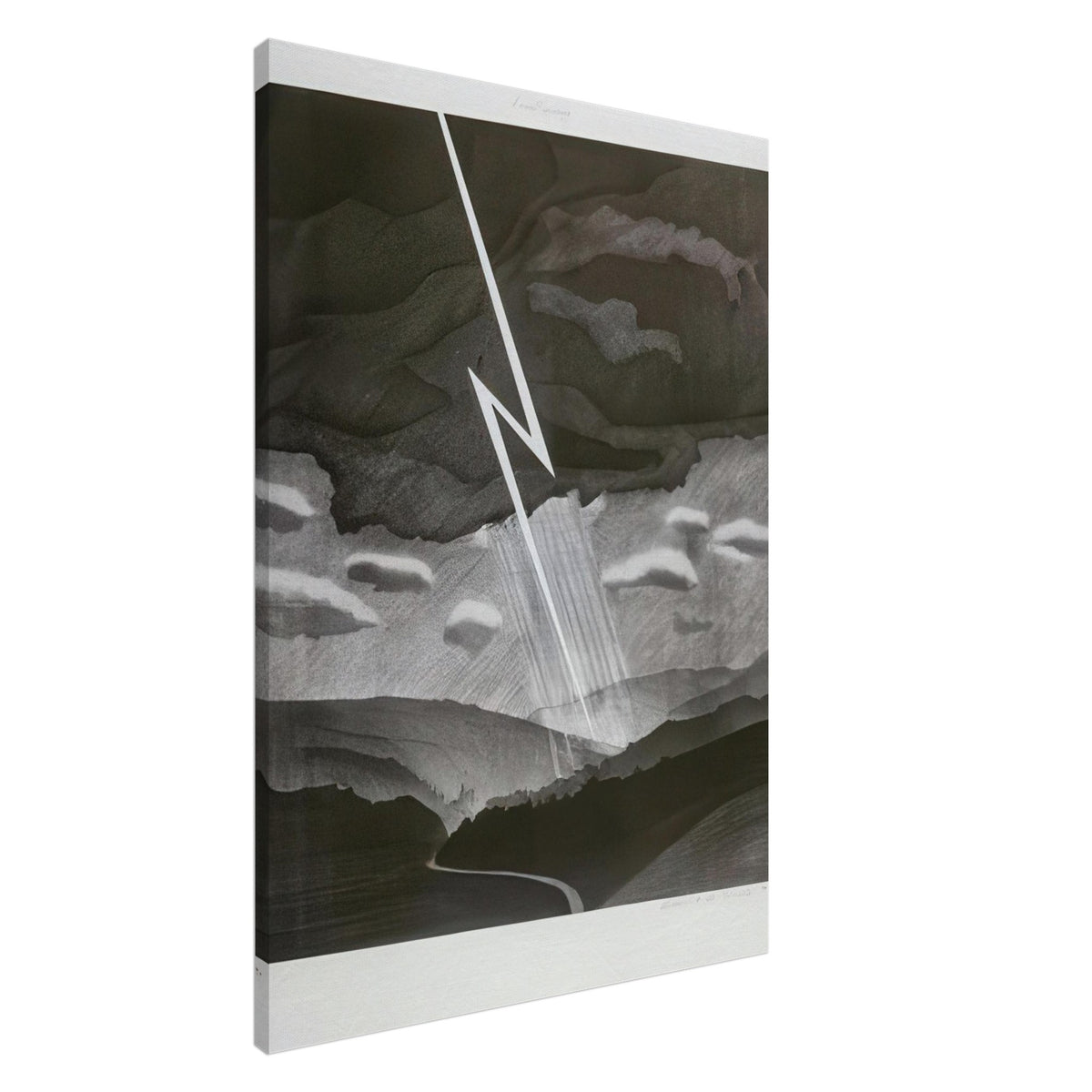 David Hockney, Lightning, monochrome valley beneath a thunderstorm, canvas print, 20 × 25 cm (8 × 10 in)