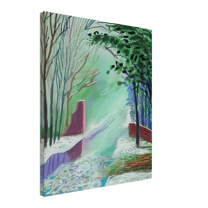The Arrival of Spring in Woldgate, 15 March — David Hockney canvas print of a woodland path, 60 × 75 cm (24 × 30 in).