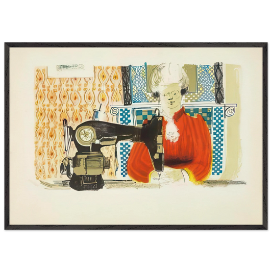 Woman With A Sewing Machine - Unsigned Print by David Hockney