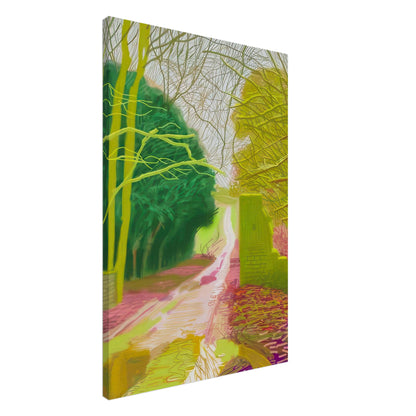 The Arrival of Spring in Woldgate, 15 March — David Hockney canvas print of a woodland path, 50 × 50 cm (20 × 20 in).