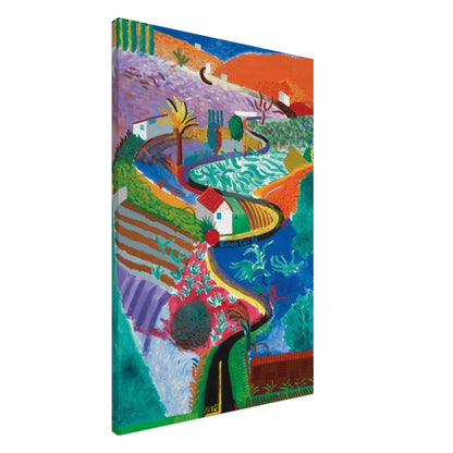 David Hockney, Nichols Canyon, colourful California landscape with a winding road, canvas print, 60 × 75 cm (24 × 30 in)