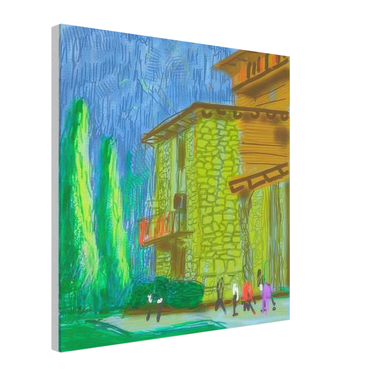 David Hockney, The Yosemite Suite, Yosemite mountains and lush green forests, canvas print, 60 × 80 cm (24 × 32 in)