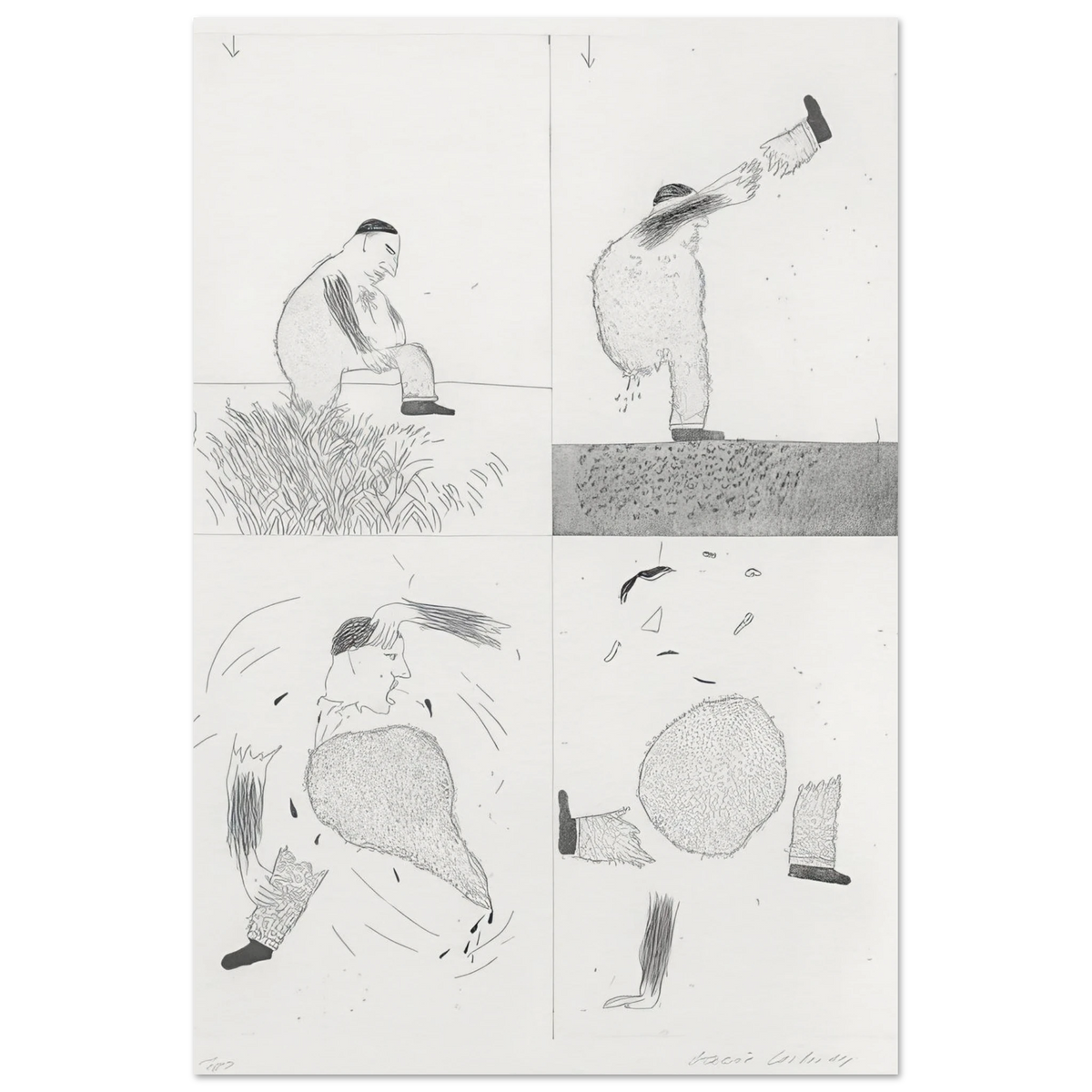 He Tore Himself In Two - Signed Print by David Hockney Poster