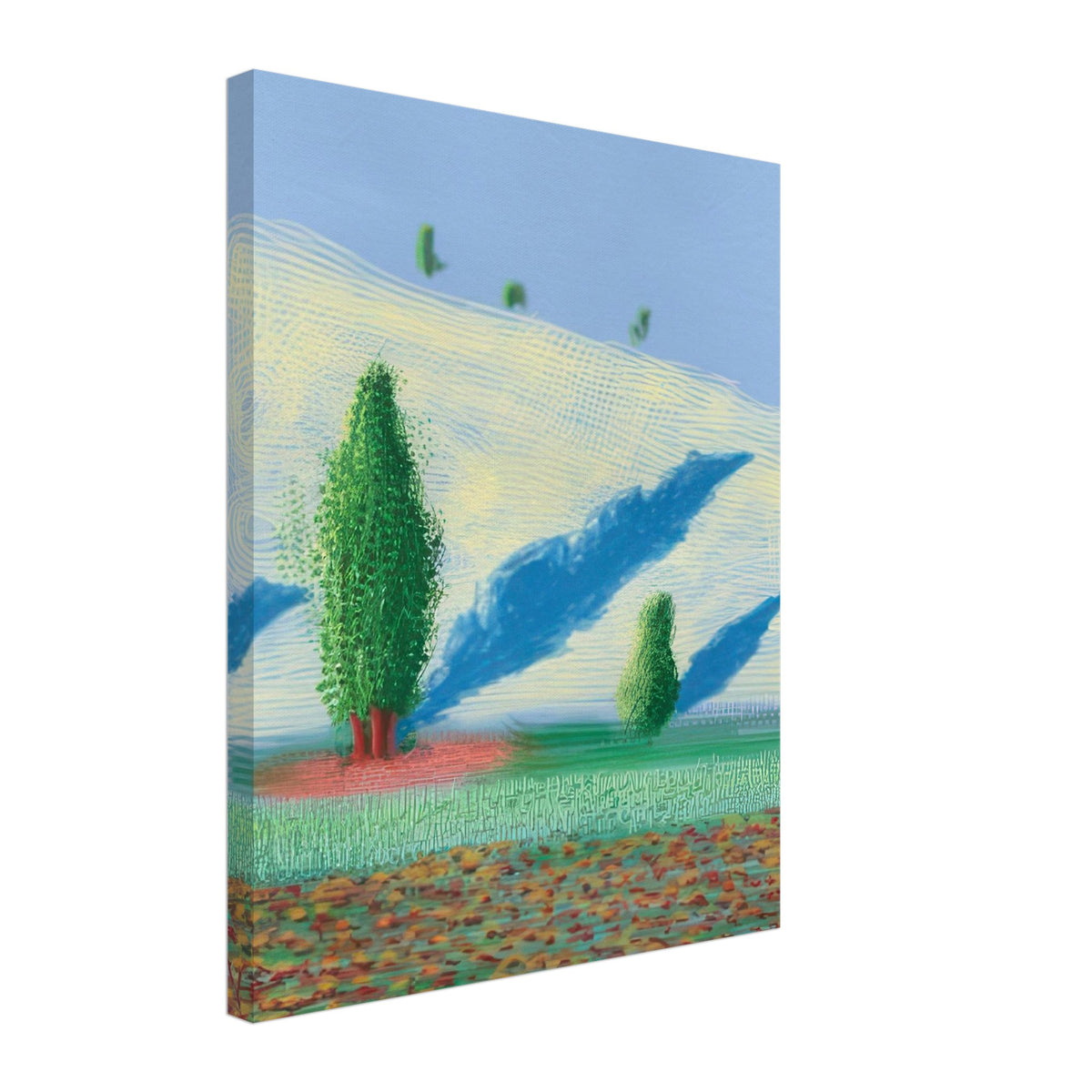 David Hockney, The Yosemite Suite, Yosemite mountains and lush green forests, canvas print, 60 × 60 cm (24 × 24 in)