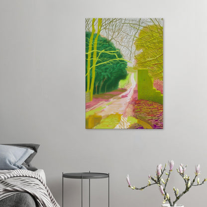 The Arrival of Spring in Woldgate, 15 March — spring landscape artwork by David Hockney, reproduced as a canvas print.