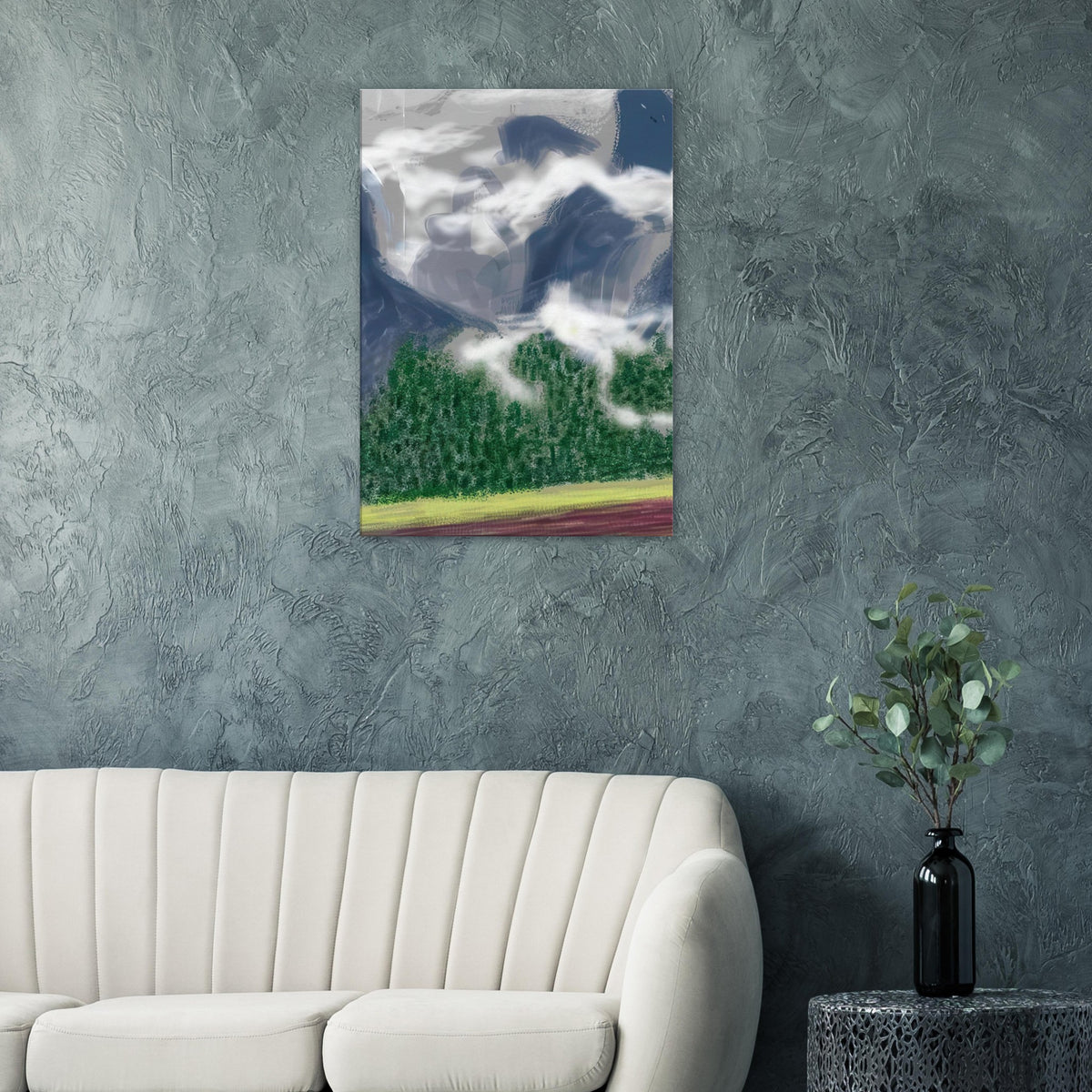 David Hockney, The Yosemite Suite, Yosemite mountains and lush green forests, canvas print