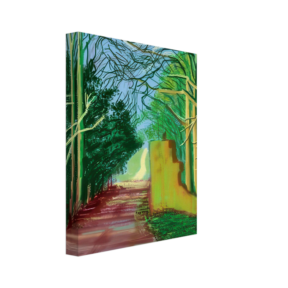 David Hockney, The Arrival of Spring (15 March), woodland path and budding trees, canvas print, 30 × 40 cm (12 × 16 in)