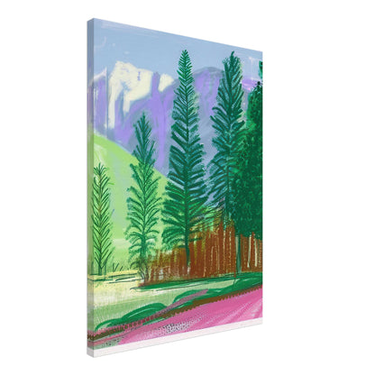 David Hockney, The Yosemite Suite, Yosemite mountains and lush green forests, canvas print, 30 × 40 cm (12 × 16 in)