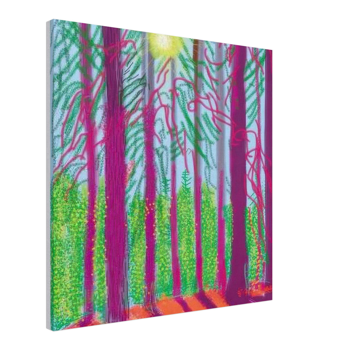 David Hockney, The Yosemite Suite, Yosemite mountains and lush green forests, canvas print, 60 × 90 cm (24 × 36 in)