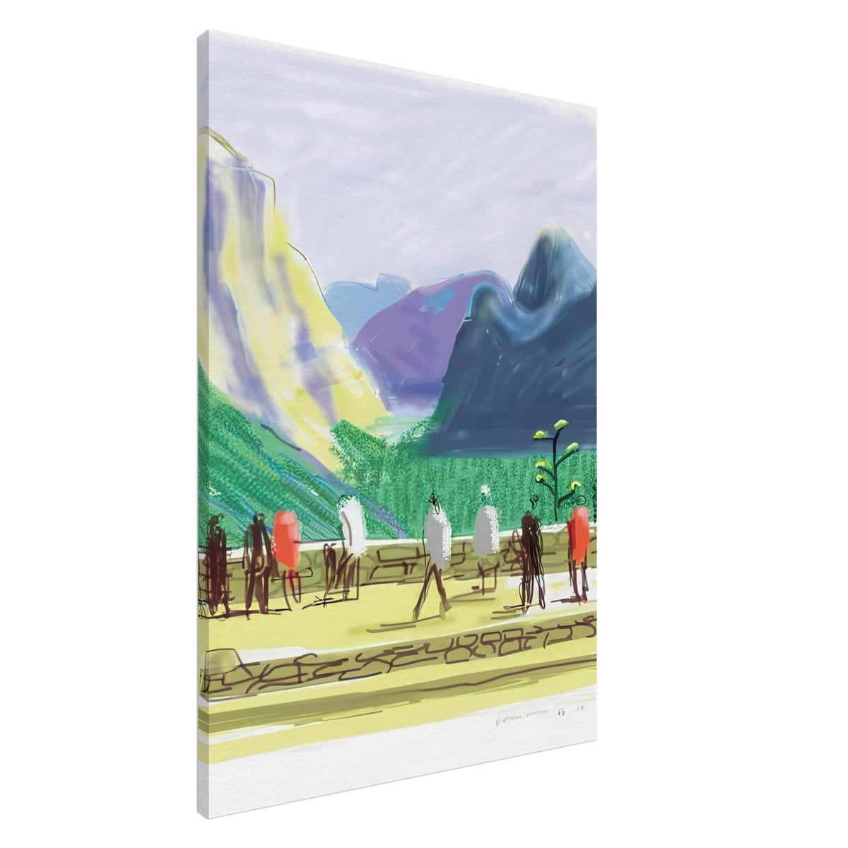 David Hockney, The Yosemite Suite 15, mountains and lush green forest, canvas print, 20 × 25 cm (8 × 10 in)